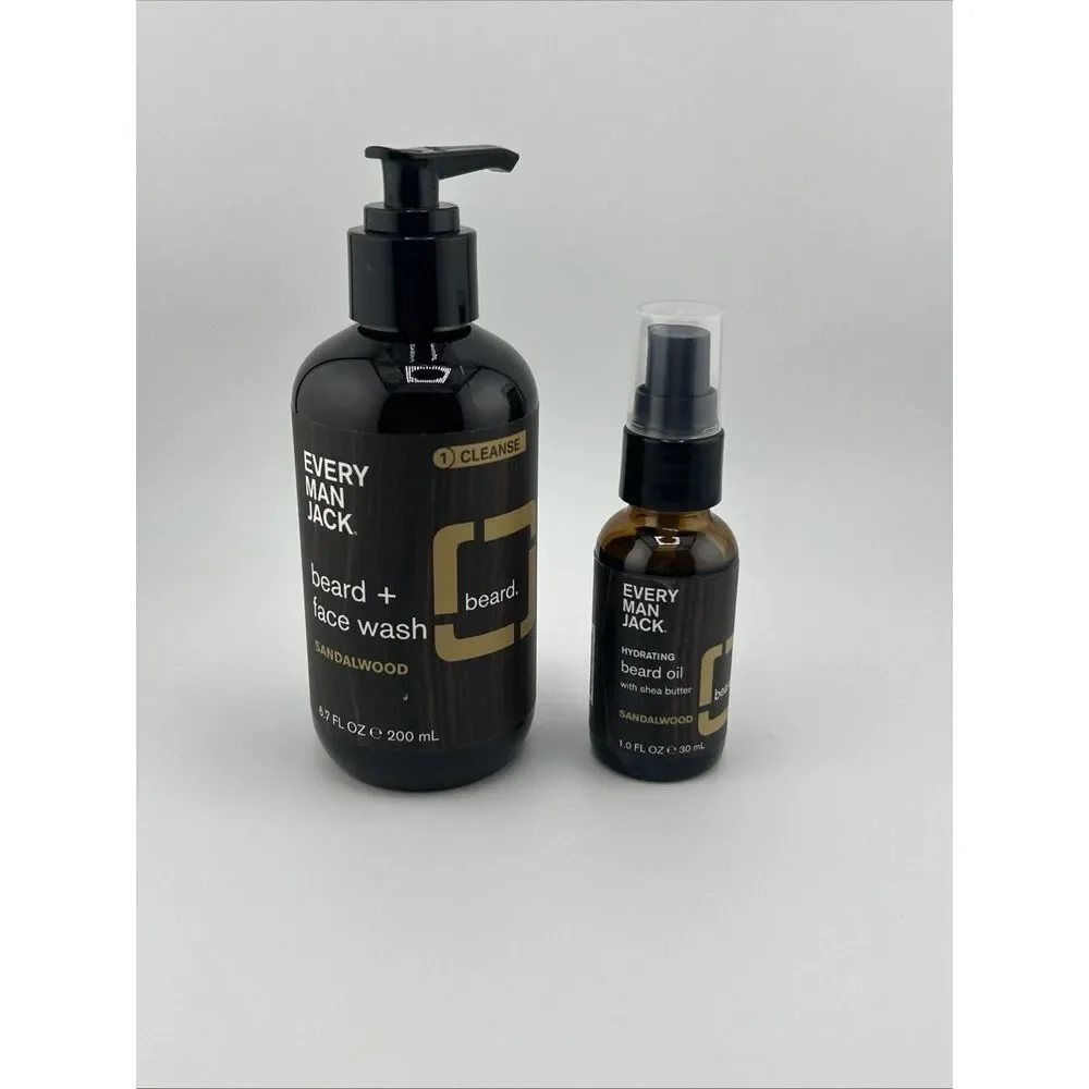 Every Man‎ Jack - Sandalwood Beard & Face Wash 6.7oz. & Hydrating Beard Oil 1oz